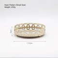 Small gold mirror tray with hollow heart pattern and sphere feet for vanity storage - Small Heart Pattern Tray