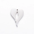 Polished silver heart pendant with figure silhouette cutout for DIY jewelry making - Heart Silhouette / Silver