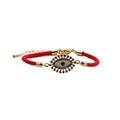 Verstellbares rotes Kordelarmband mit vergoldetem Evil Eye Anhänger und bunten Zirkonia - CB0073 Rotes Seil