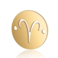 Detailed view of a golden stainless steel Aries zodiac charm with dual connection holes - 5 Pcs/Pack / Gold-Aries