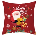 Detailed view of Merry Christmas pillowcase with cartoon Santa Claus and gift box print - DRD247-7 (Red Santa)
