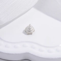 Macro detail of S925 sterling silver crown floral bead cap with embossed dot patterns - Silver Crown Tassel Cap