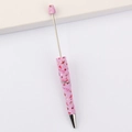 Pink DIY beadable pen featuring festive red hearts and 'Love' patterns for custom crafting - 32# Pattern (Heart Love)