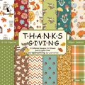 6x6 inch Thanksgiving scrapbook paper pad with 12 patterns including fox and maple leaf motifs - 22024 24 Images