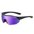 Polarized sports sunglasses with purple mirrored lens and colorful speckled black frame - One Size / 3067 Colorful Spotted Black Frame Purple Lens