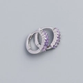 S925 sterling silver hoop earrings with channel-set rectangular purple zircons - 925 Silver / Platinum (Purple Stone)