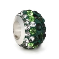 Sparkling cylinder charm with emerald green and clear crystals for DIY bracelet making - Green 1