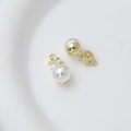 Detail view of golden moon pendant with white pearl and sparkling zircon rhinestones - Style 5