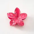 Translucent peach pink flower hair claw clip with colorful glitter and resin finish - Glitter Rose Red [8cm Large]