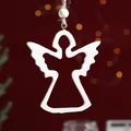 White wooden angel ornament with rustic twine and bead for Christmas tree decoration - Angel Style
