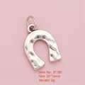 Silver horseshoe alloy pendant with hammered texture, measuring 22x14mm and weighing 2g - Silver Horseshoe Pendant