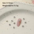 Stereo white rhinestone nail charms with 5x5mm silver base for DIY manicure decor - 5mm (10 Pcs)