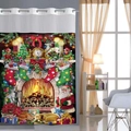 Dettaglio della tenda da doccia natalizia con motivi a calendario e occhielli in metallo - 181x188cm (Doppio Strato con Fodera) / Calendario dell'Avvento di Natale