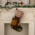 Pluche kerstsok met rendierpop en Merry Christmas borduurwerk als decoratie - Eland