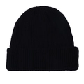 Classic black knitted wool beanie hat with a warm ribbed texture for winter wear - One Size / Black