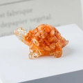 Miniature crystal turtle figurine with amber shell and gold flakes on white base - 55 Yellow Shell + Gold Foil