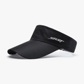 Black breathable mesh visor hat for running with sport lettering and extended brim - Adjustable / Black