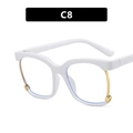 Square fashion glasses in C8 white and gold finish with anti-blue light clear lenses - Solid White