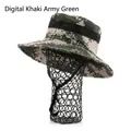 Outdoor camouflage boonie hat in digital khaki army green with mesh vents and chin strap - Digital Khaki Green