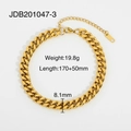 8mm Miami Cuban chain bracelet in 18K gold plated stainless steel with K18 tag - Thick Cuban Chain (JDB201047-3)