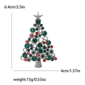 Christmas tree brooch with green and red rhinestones, silver base, 6.4x4cm size - Christmas Tree-1652-GN (Silver Base Red & Green Rhinestone)