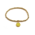 Pulsera minimalista de cuentas doradas con colgante de carita sonriente de esmalte - Smiley de Esmalte Amarillo