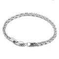 Polished silver stainless steel twist chain bracelet featuring a secure lobster clasp - 20cm / 4mm / Steel