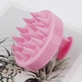 Pink silicone scalp massager brush with 19 flexible teeth and non-slip ring handle - Smooth Pink (19 Teeth)