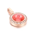 Pendente rotondo in titanio oro rosa con grande cristallo arancione e zirconi bianchi - Stile Rosso Arancio Oro Rosa (KP100753-K)