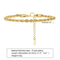 4mm vergoldetes Edelstahl-Kordelarmband mit verstellbarem Karabinerverschluss - 4mm--20+5CM / Gold
