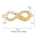 Gold-plated infinity connector with pearls, zircon feather detail for DIY jewelry - Gold Plated Infinity with Pearl and Zirconia