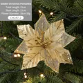 Sparkling gold glitter mesh poinsettia flower decoration for festive Christmas trees - Gold