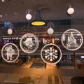 Set of 4 Christmas LED window suction lights including Santa, bell, snowflake and tree - Round Light Combo 1 (4-Pack) / Battery Included
