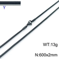 Black stainless steel 2mm round snake chain necklace with 600mm length and lobster clasp - Black 2.0mm Snake Chain (KN203761-Z)
