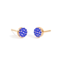 Minimalist gold-plated round stud earrings with pave-set blue cubic zirconia stones - Rose Gold & Light Blue
