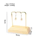 Small pine wood and gold metal jewelry stand for earring and ring display 9x9cm - Pine Wood Earring Stand - Small