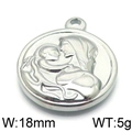 Retro silver Virgin Mary pendant, 18mm round coin charm with bird and mother-child relief - Steel Color Motherly Love 18mm (KLJ5958-Z)
