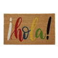 Close-up of coconut fiber doormat texture with colorful printed ¡Hola! greeting - 40*60cm / Christmas Mat-22