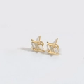 Elegant gold bow earrings with rectangular cubic zirconia in a wavy minimalist style - Square Zirconia