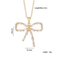 Elegante collana a fiocco dorata con zirconi con dettagli sulle misure e dimensioni - Stile Fiocco Oro (886)