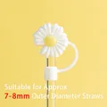 Daisy silicone straw cover for 7-8mm straws, white petals and yellow center - Daisy (For 8mm Straws)