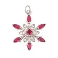 Silver snowflake pendant with red marquise gemstones and white crystal stones - White M846657-2
