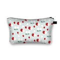 Blue makeup bag with red strawberry and white flower print in durable polyester - 10-Light Blue Strawberry Flower
