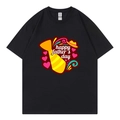 T-shirt noir en coton pour la fête des pères avec imprimé Happy Father's Day et cravate - XS / Style 317 / Noir