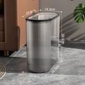 Transparent wave pattern push-top trash bin for narrow spaces in a living room setting - Press Top Lid Style / Gray