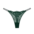 String en dentelle vert foncé avec bretelles ornées de strass et motif floral - S / Vert