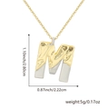Two-tone gold and silver letter M necklace pendant with lava texture and dimensions - Two-tone M
