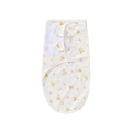 Newborn swaddle wrap with giraffe print and adjustable velcro wings in white - Yellow Car Deer Swaddle