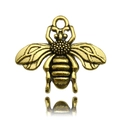 Antique gold bee metal charm with textured wings for DIY jewelry and accessory making - 1pc Antique Gold Large Bee 22x19mm
