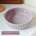 7,5 Zoll Keramikschüssel in Taro-Violett mit Doppelgriffen und vertikaler Rippentextur - Taro-Lila